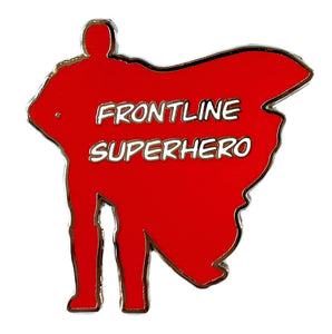 Frontline worker superhero hard enamel pin
