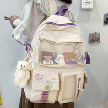 Load image into Gallery viewer, Kawaii Nylon Water-Resistant Backpack with Plush Bear
